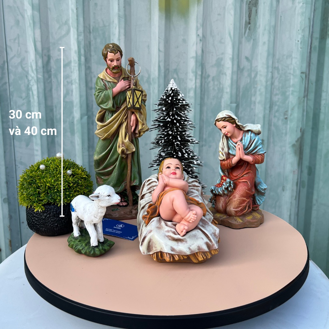 Bộ Tượng Giáng Sinh Mini 40 cm – cổ điển thủ công
