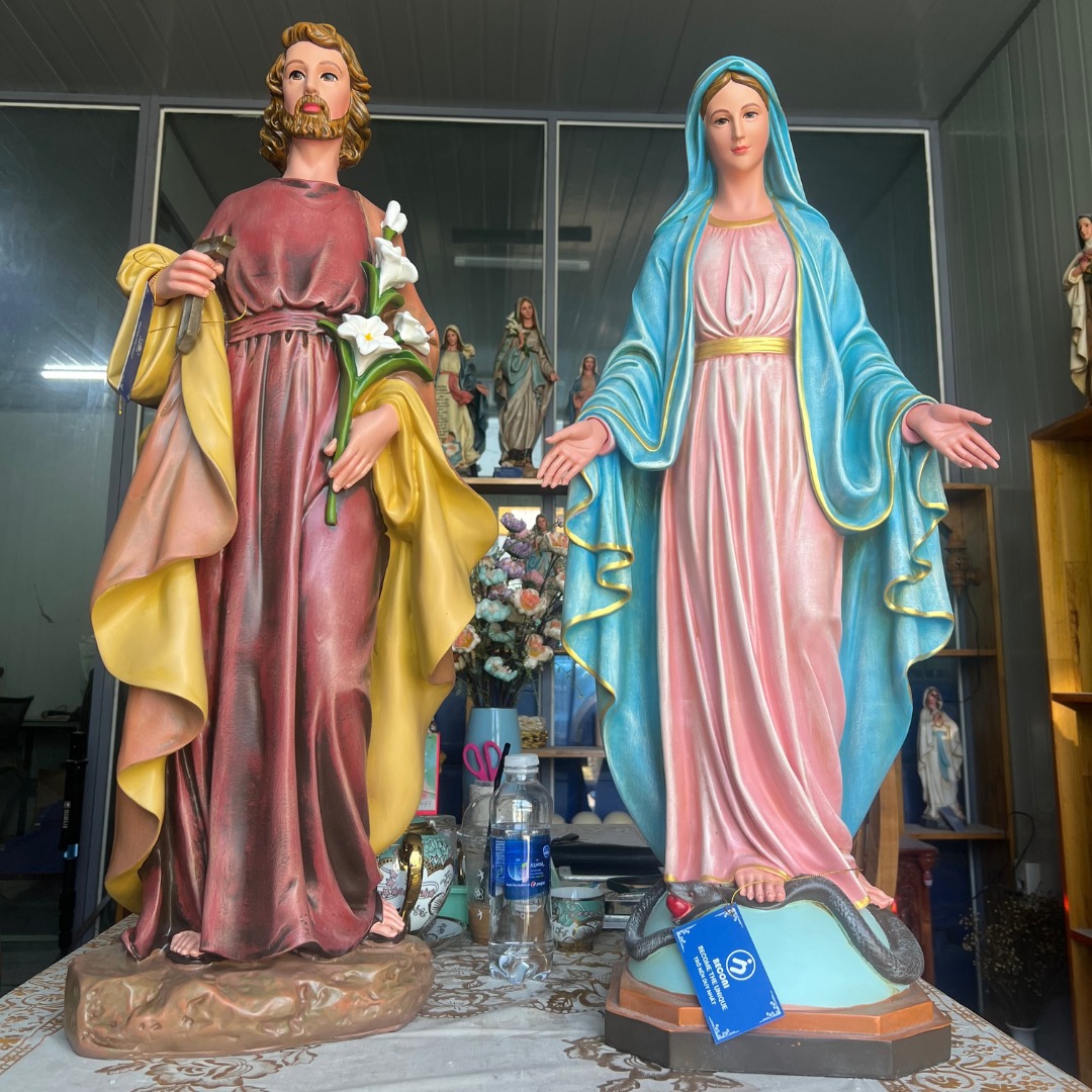 Tượng Đức Mẹ Ban Ơn và Thánh Giuse cao 80 cm