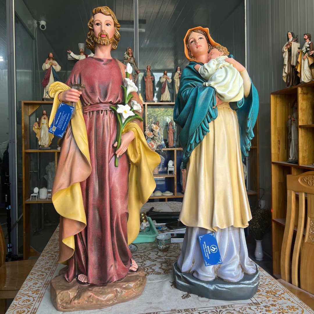 Tượng Đức Mẹ Bế Chúa và Thánh Giuse cao 80 cm