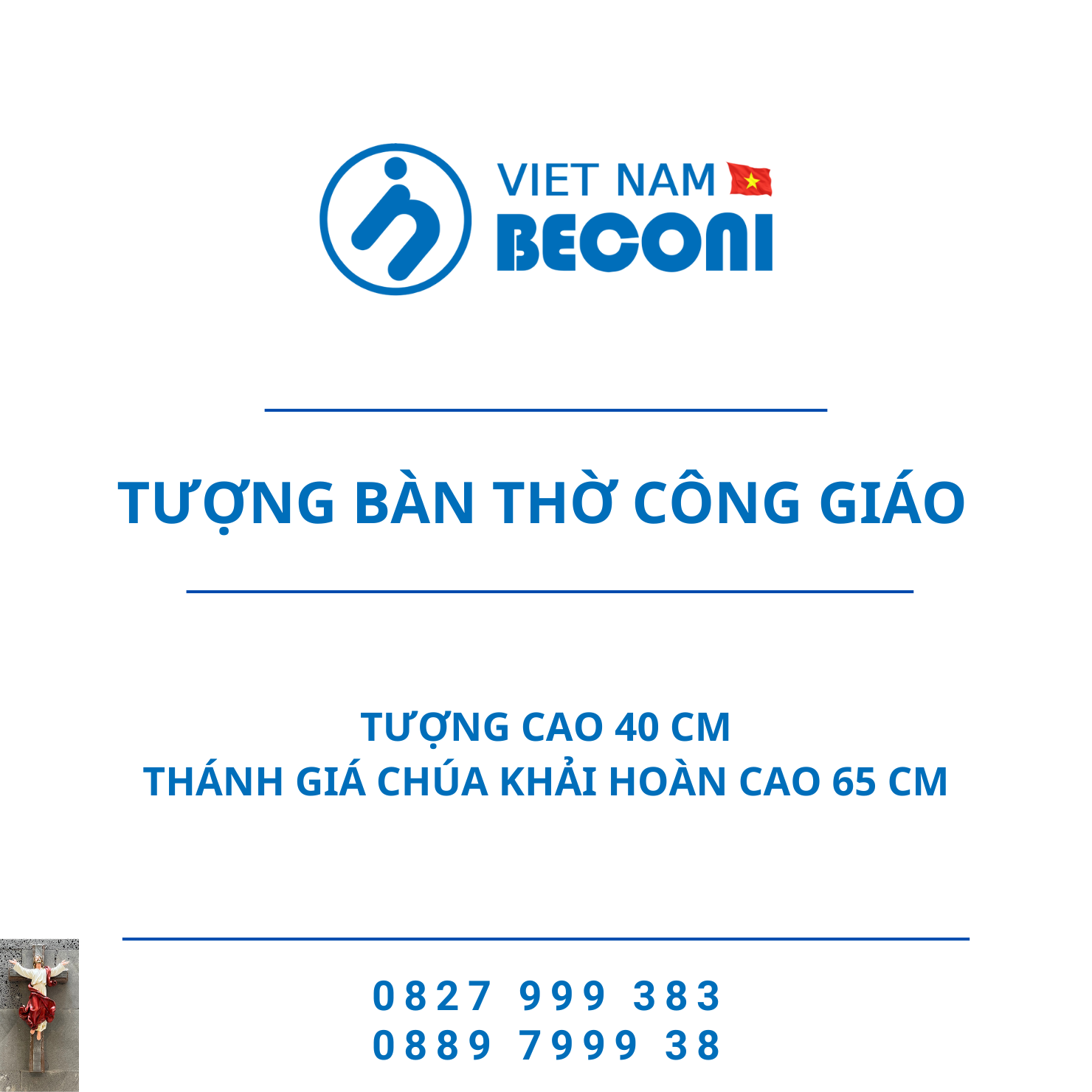 Tượng Bàn Thờ Công Giáo 40 cm – Thánh giá chúa khải hoàn cao 65 cm