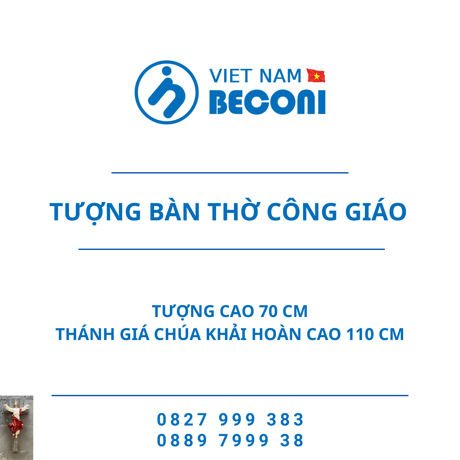 Tượng Bàn Thờ Công Giáo 70 cm – Thánh giá chúa khải hoàn cao 110 cm