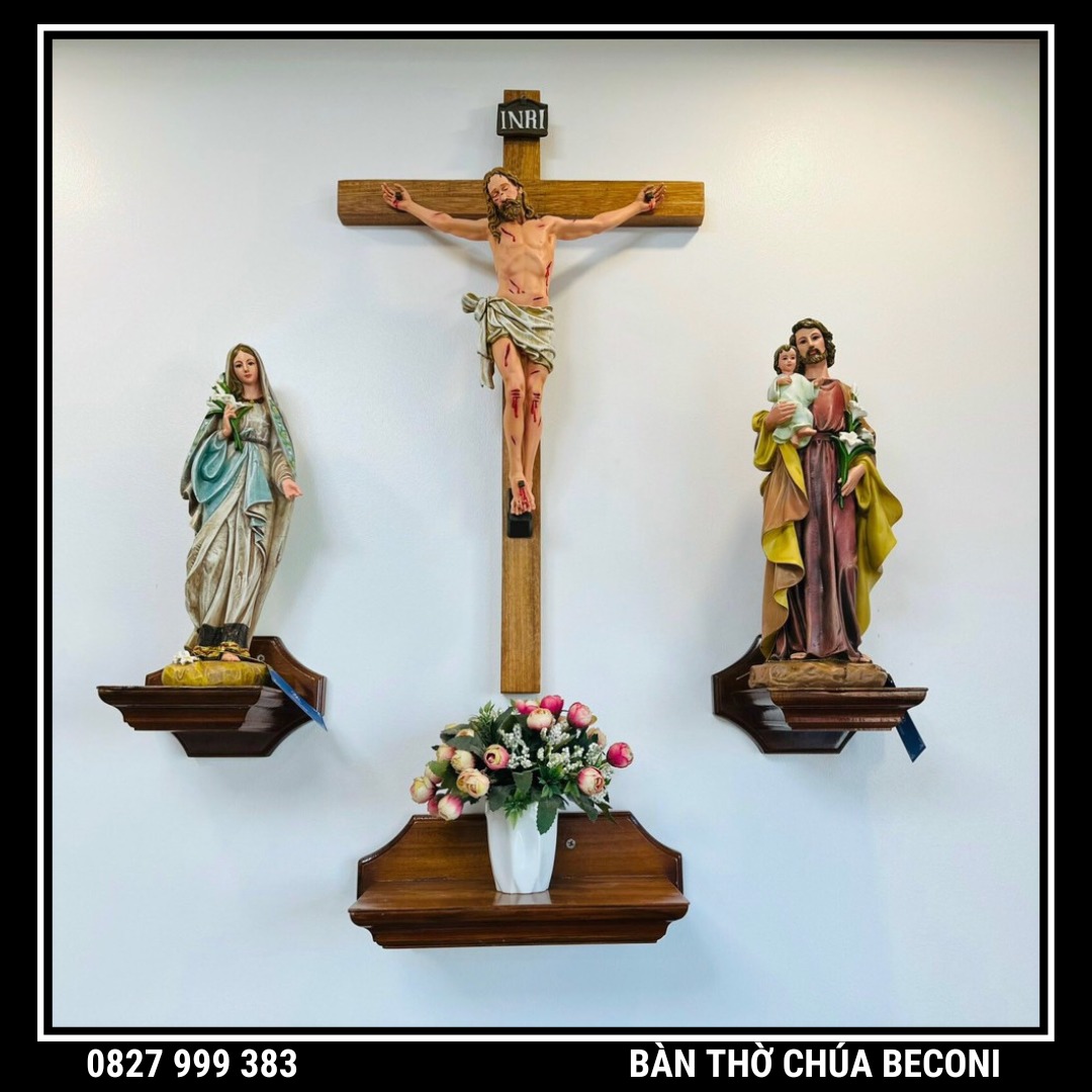Bàn Thờ Công Giáo phòng khách đẹp, đơn giản, tượng 40 cm